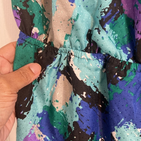 Banana Republic  Elegant Sleeveless V-Neck Multicolor Printed Dress Size 12 - Picture 4 of 8